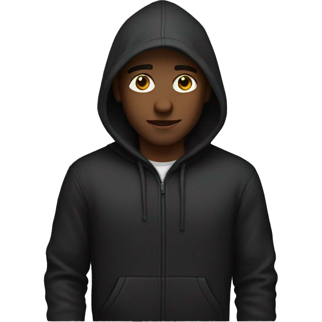 Guy wearing a black hoodie emoji