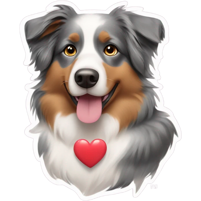 Australian shepered dog with heart bow emoji