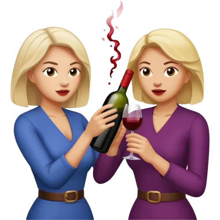 Two ladies fighting over a bottle of wine emoji