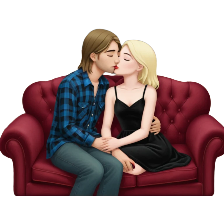 Realistic Jenna Ortiz Wednesday addams kissing sweetly Kurt Cobain on the parlor couch  emoji
