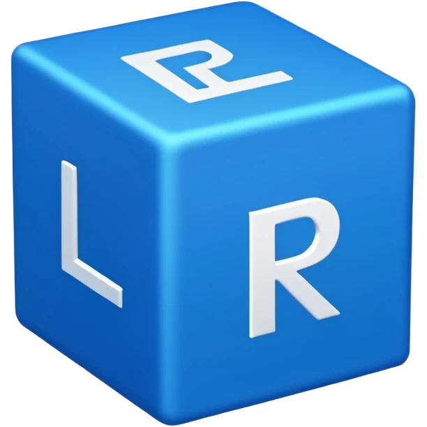The letters LR in a blue box 2D emoji