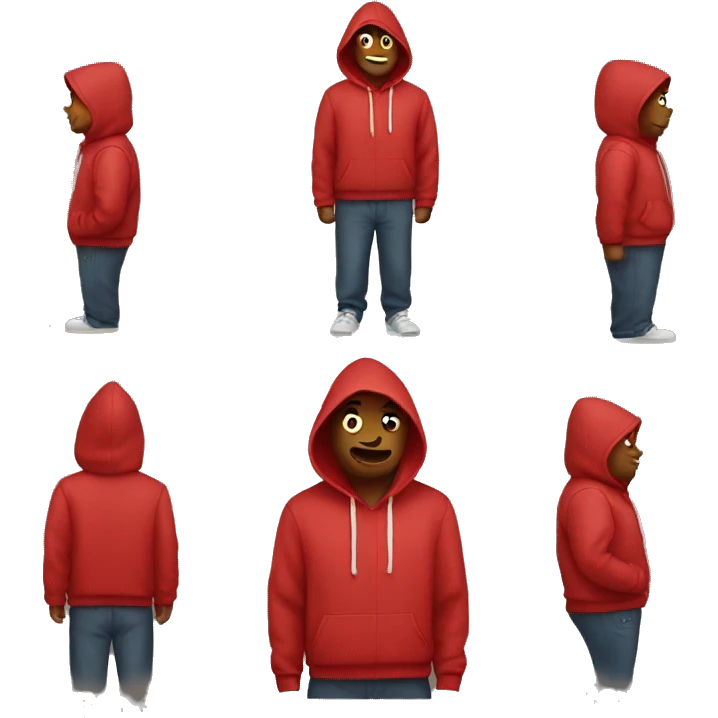 emoji with a red hoodie emoji