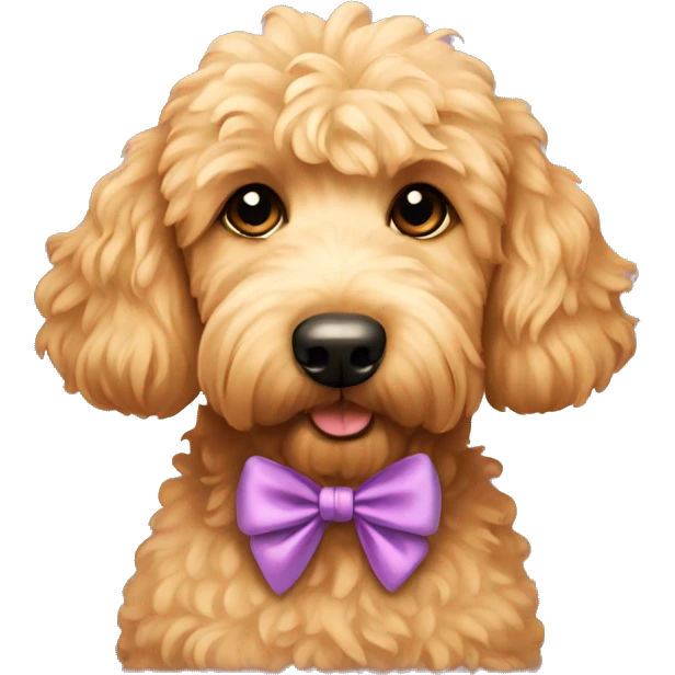 Golden doodle with a bow on each ear emoji
