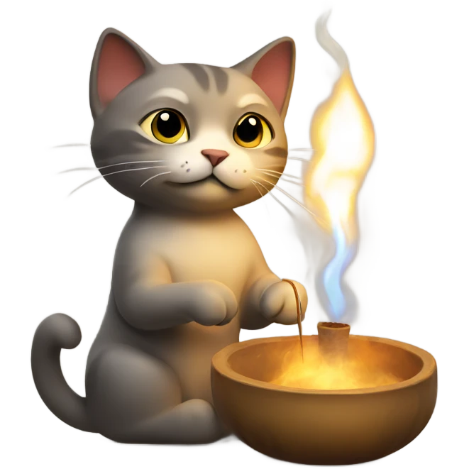 cat lighting incense emoji