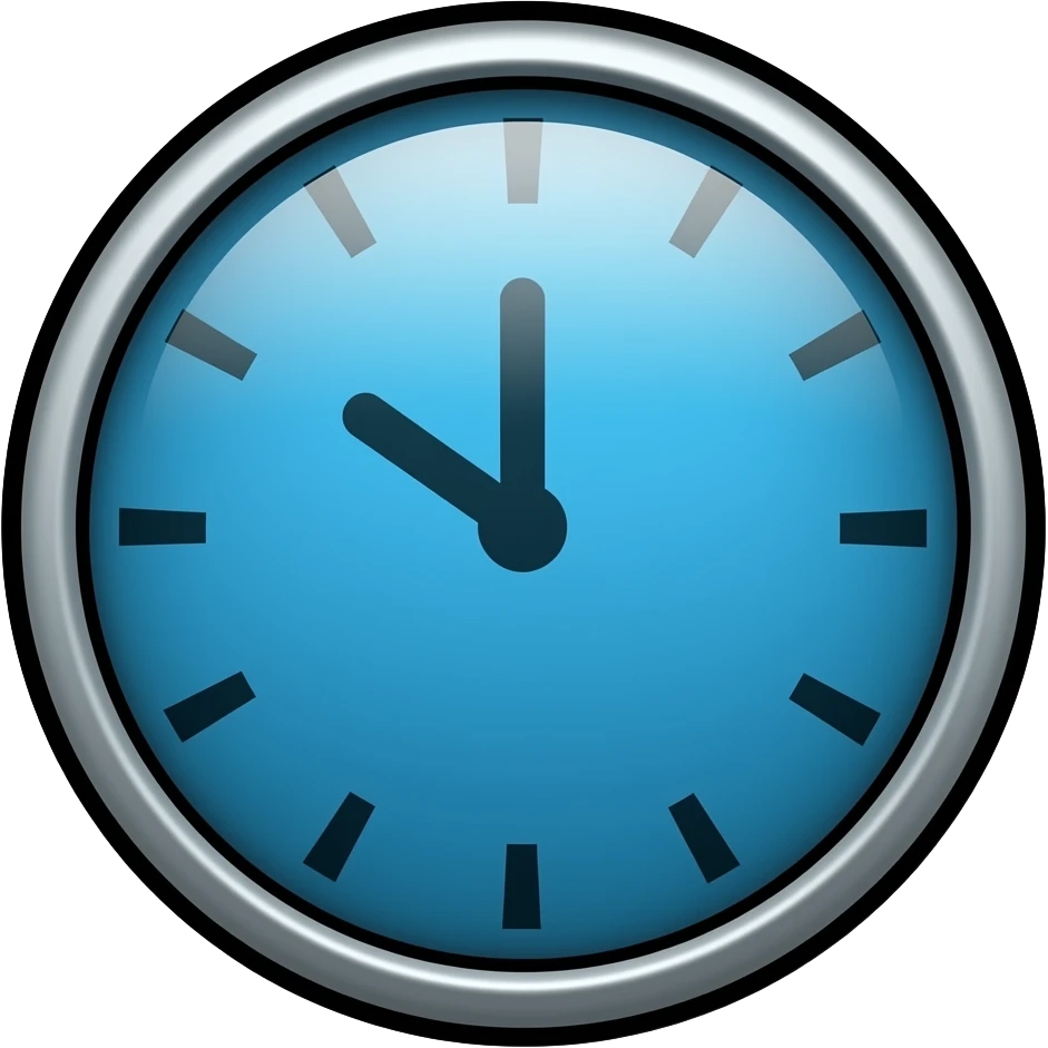 thick black outline, blue clock emoji, thick black outline, simple cartoon emoji