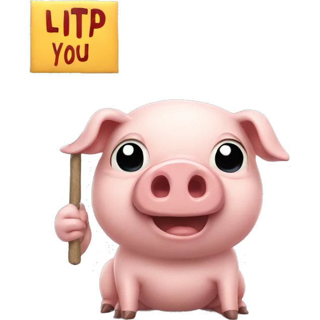 pig holding sign that says litp you liar emoji