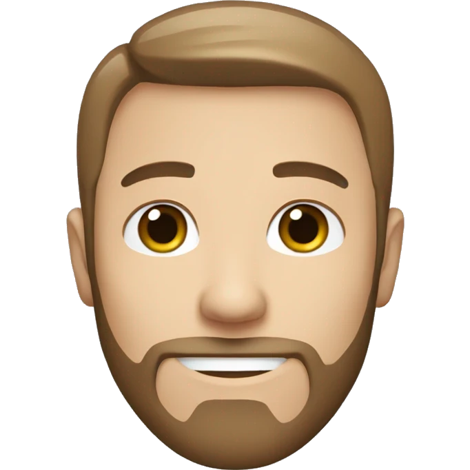 white male short straight brown hair, short beard and light blue eye emoji