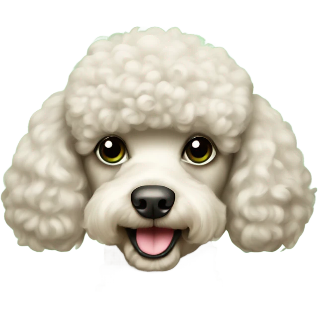 Poodle, teddy bear cut,  with green colour  emoji