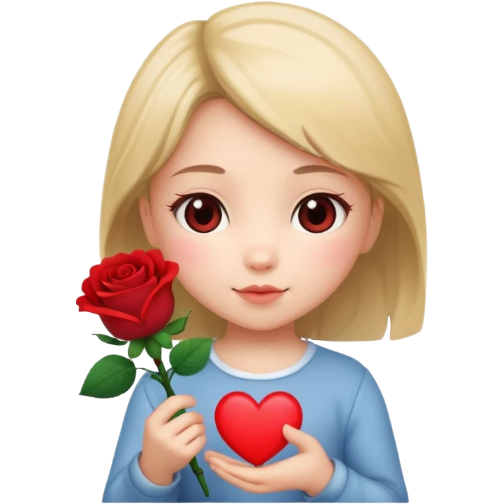Chibi girl giving heart and rose emoji