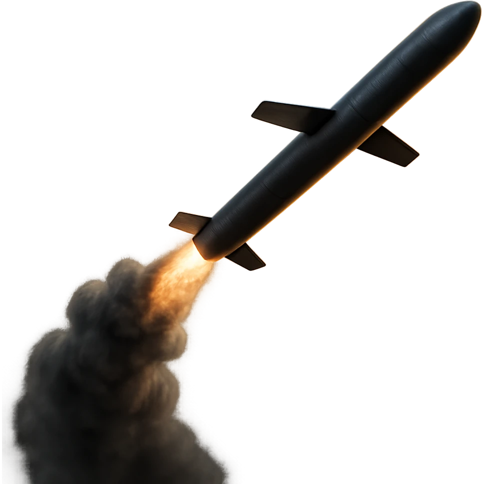 dramatic cruise missile with smoke trail emoji