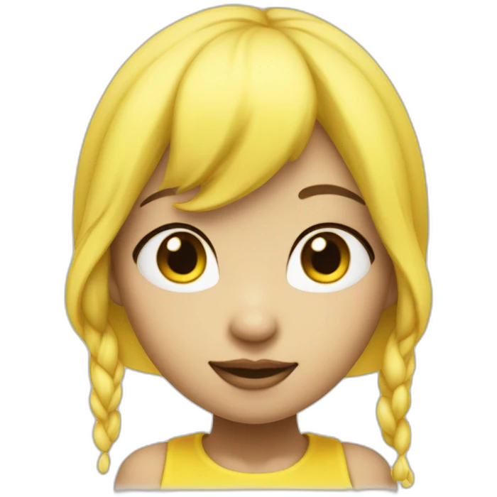 asian face of smurfette, blue skin, yellow hair emoji