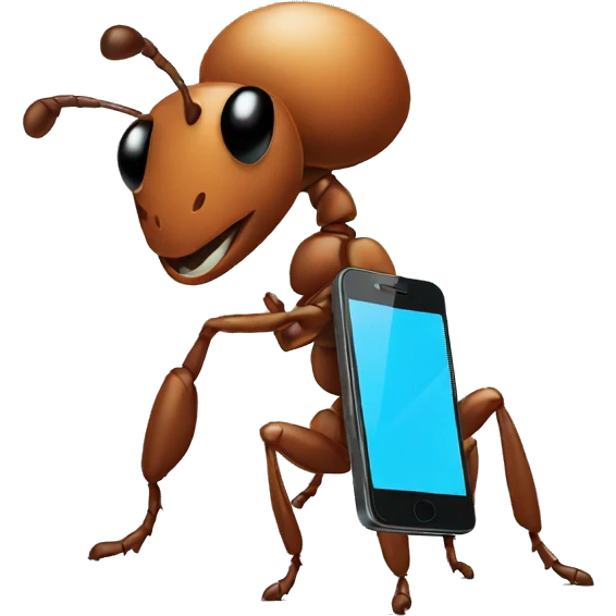 ant carrying phone emoji