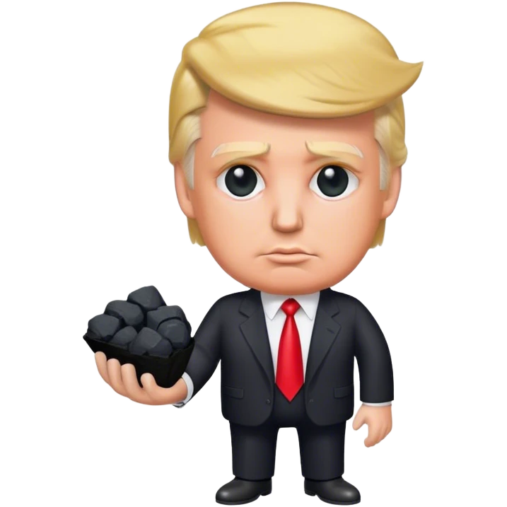 Trump holds coal in his hands emoji