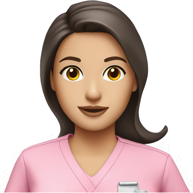 pretty brunette nurse in pink scrubs emoji