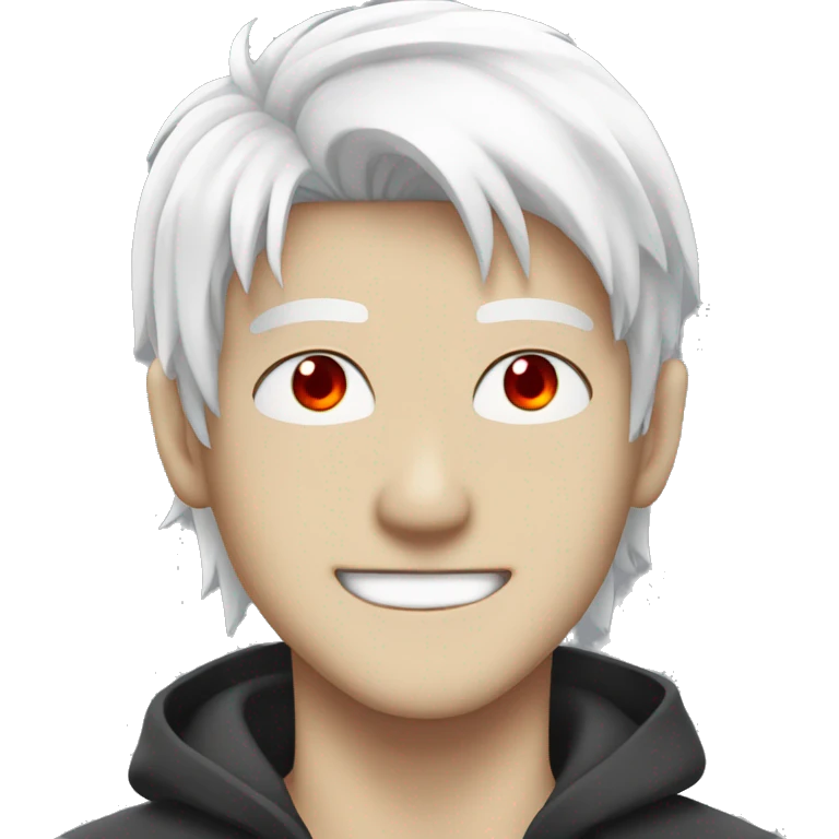 an anime guy with red eyes and white hair smirking emoji