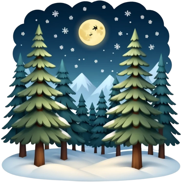 Beautiful snowy night forest emoji