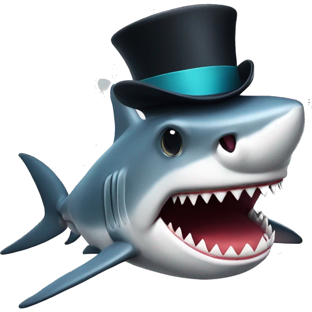 Shark with a top hat emoji