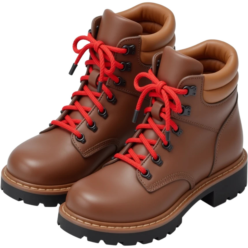 brown hiking boots with red laces, women's  emoji