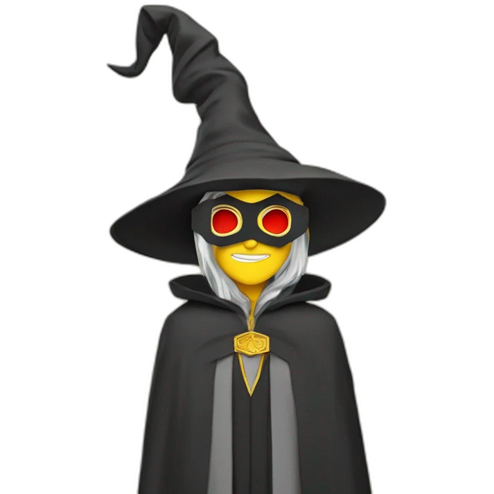 satoshi nakamoto dress like a wizard with a v a for vendeta mask emoji
