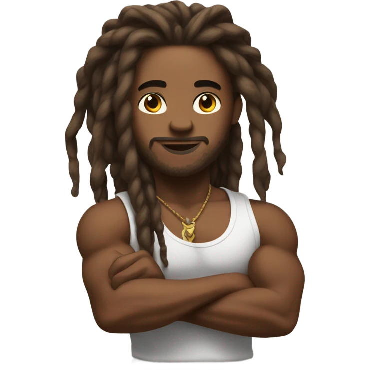 Flexing brown with tattoos and long dreadlocks  emoji