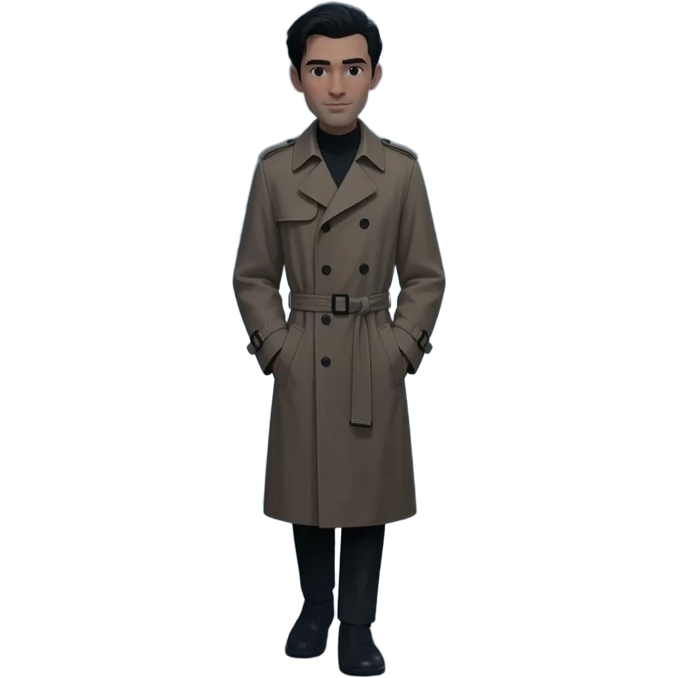 Dunkelblonder Mann im Trenchcoat is emoji