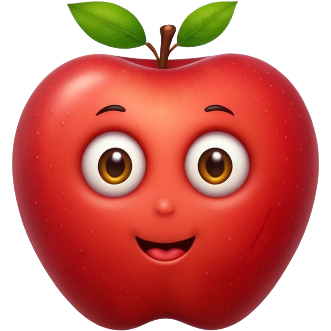 a Worm peeking from apple emoji
