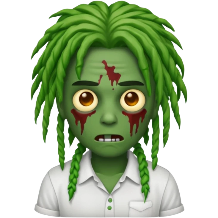 Emoji de zumbi com camisa branca locs no cabelo  emoji