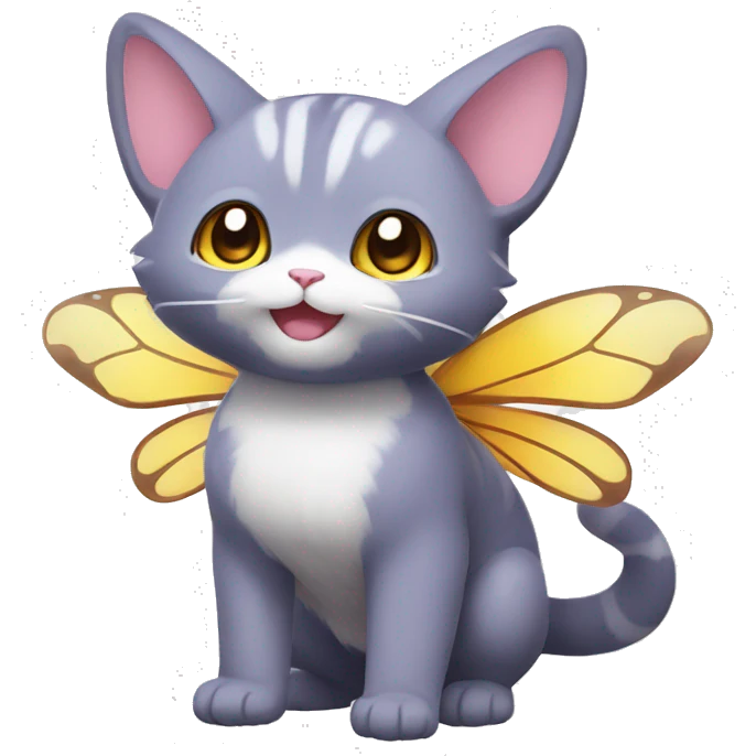 Kawaii Butterfly-Cat-Pokémon-Fakémon Full Body emoji