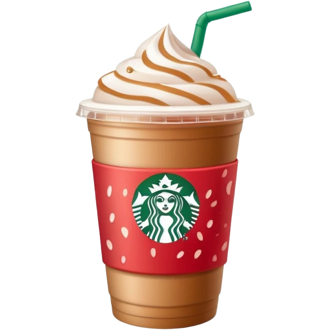 Iced coffee with strawberry cold foam. The coffee is in a plastic cup with a flat lid with a Starbucks logo on the cup  emoji