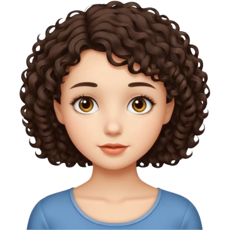an emoji that describes a cute short curly hair brunette girl emoji