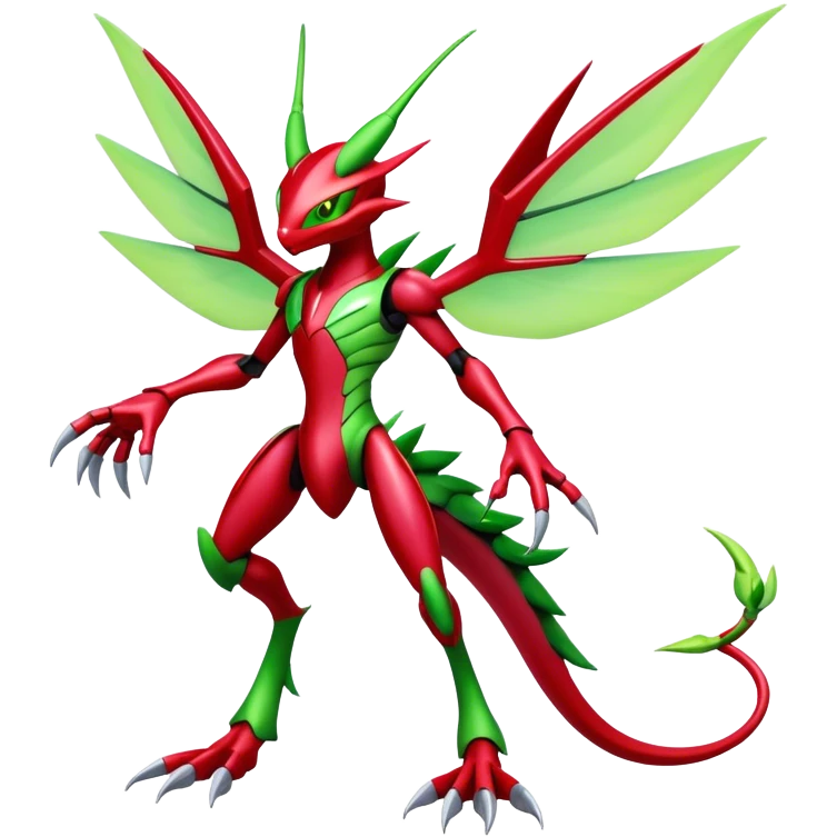  Cool Edgy Shiny Futuristic Ethereal Legendary Scizor-Digimon-Schyther-Flygon-hybrid full body emoji