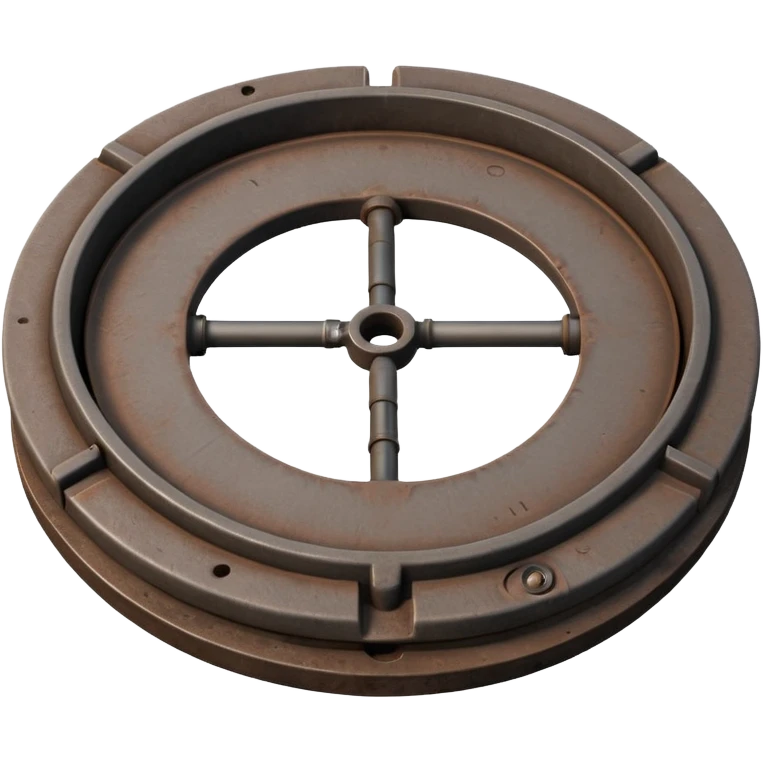 3D illustration of a manhole cover half-open with pipe access visible below, clean Pixar-like rendering, subtle shadows, slightly industrial look, not scary emoji