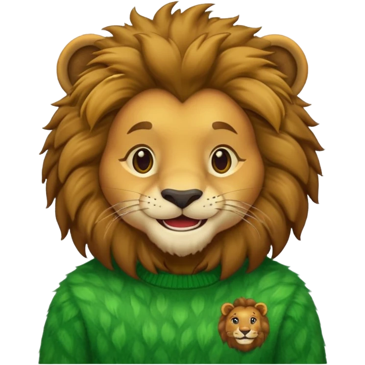 lion wearing green jumper emoji