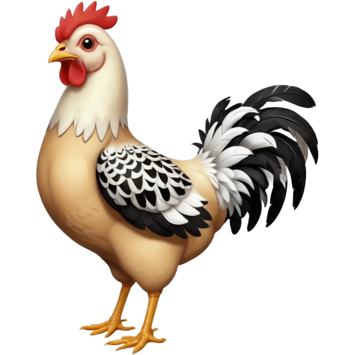 full body chicken, and every single feather have a black and white small pattern emoji