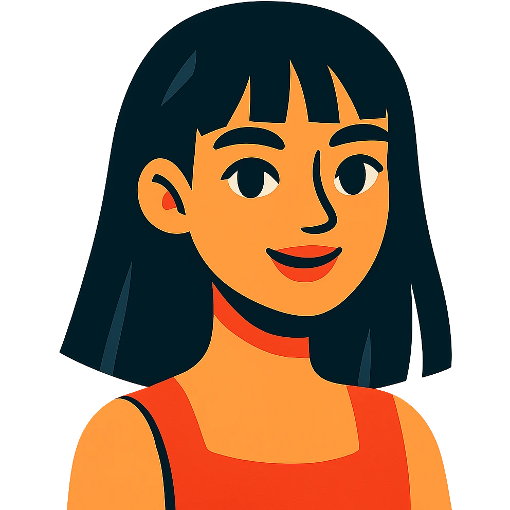 vibrant toon style pretty girl with straight black hair emoji
