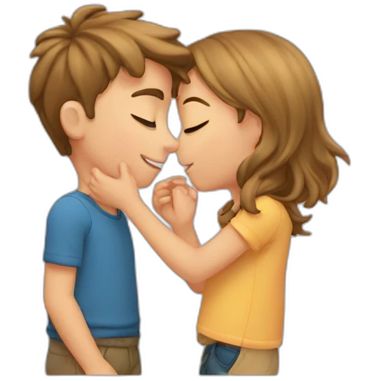 Boy kisses girl emoji