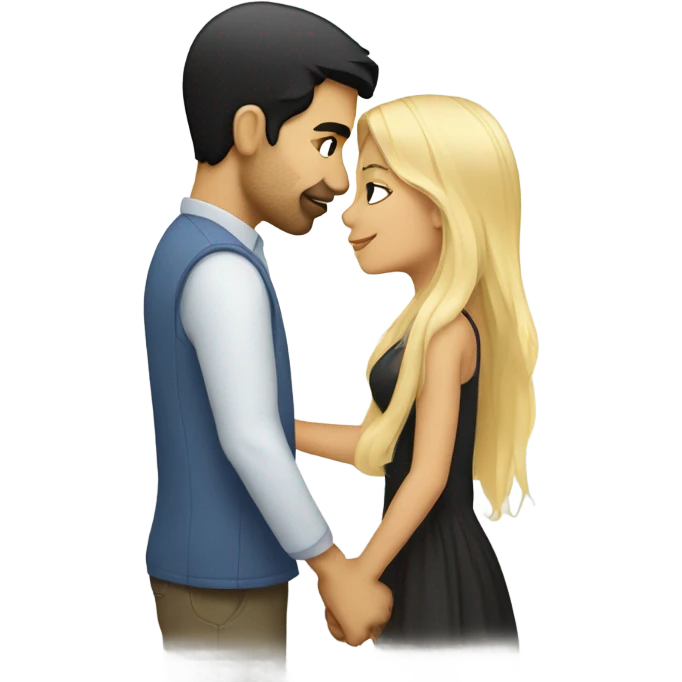 Dark hair Guy kissing blonde girl emoji