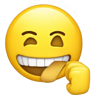 smiling emoji with yellow bone in its mouth emoji