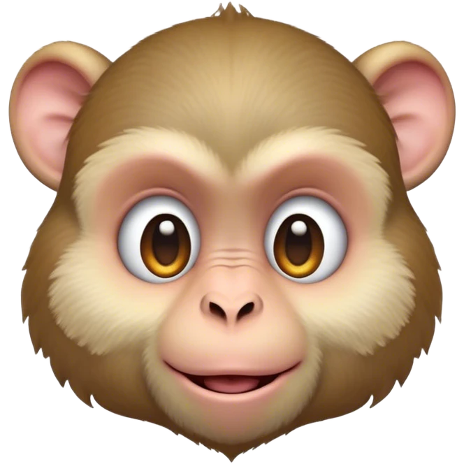 Cinematic Cute Macaque Portrait Emoji, Head tilted playfully and inquisitively, with a charmingly mischievous face accented by soft, fuzzy fur and round, sparkling eyes filled with curiosity, Simplified yet irresistibly adorable features, highly detailed, glowing with a warm, friendly glow, high shine, affectionate and lively, stylized with a touch of primate whimsy, bright and endearing, soft glowing outline, capturing the essence of a playful macaque that seems as if it could jump out of the screen into your arms! emoji
