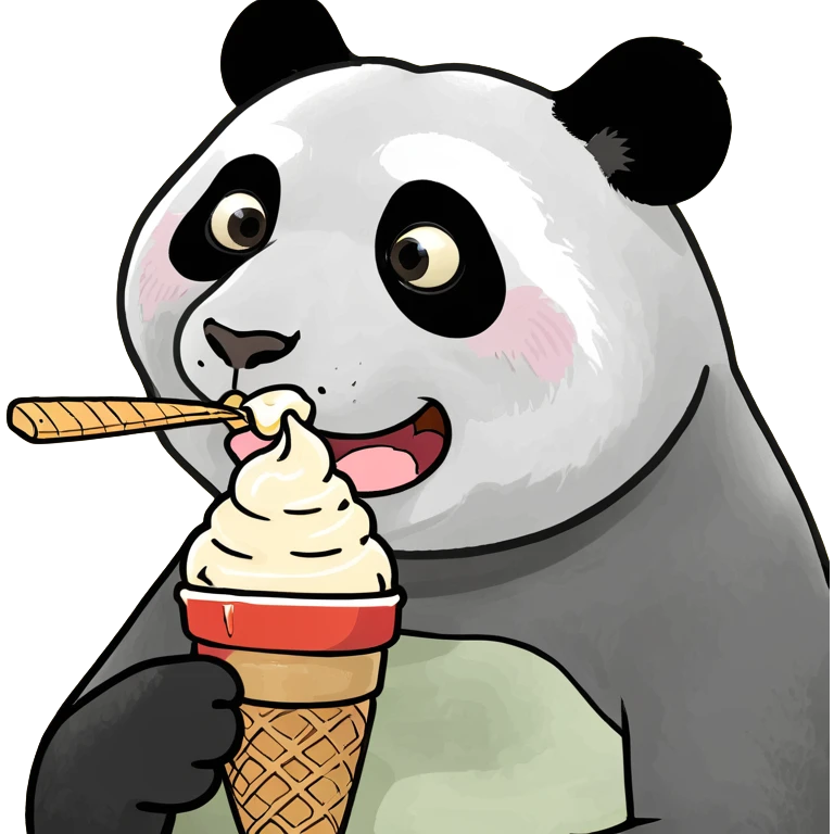 Panda eating ice cream emoji