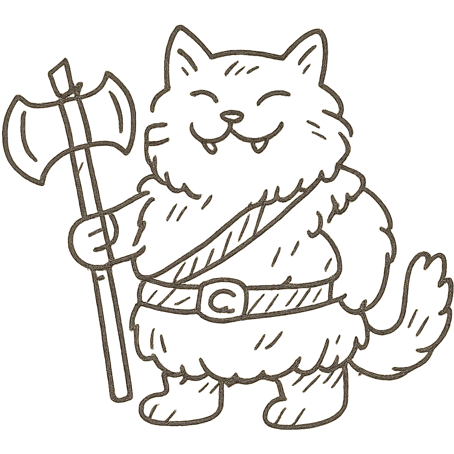 A happy, moderately plump barbarian cat that is red and white, fluffy emoji