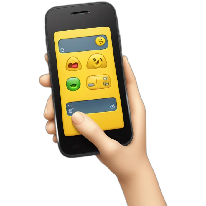 smartfones interface with yellow hand emoji