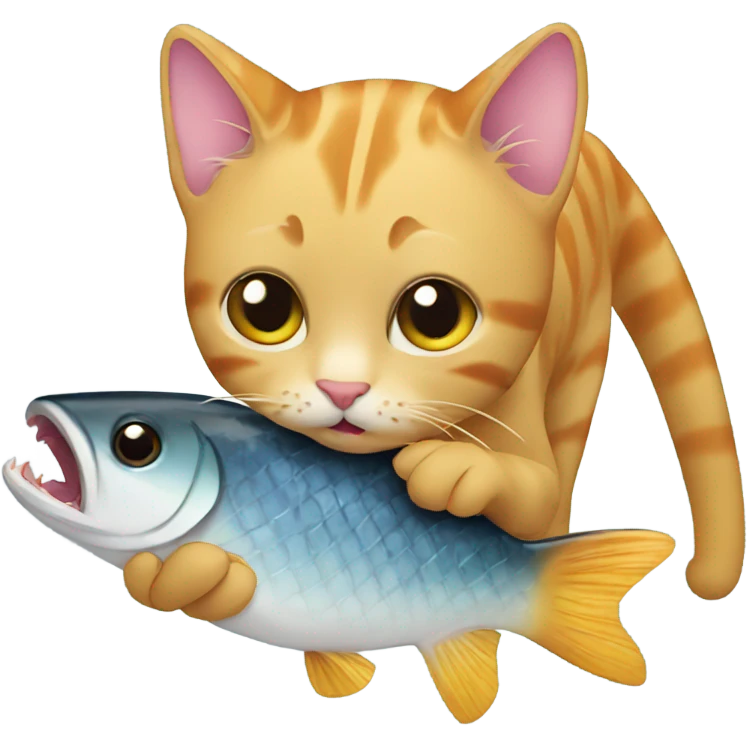 cat eating fish emoji