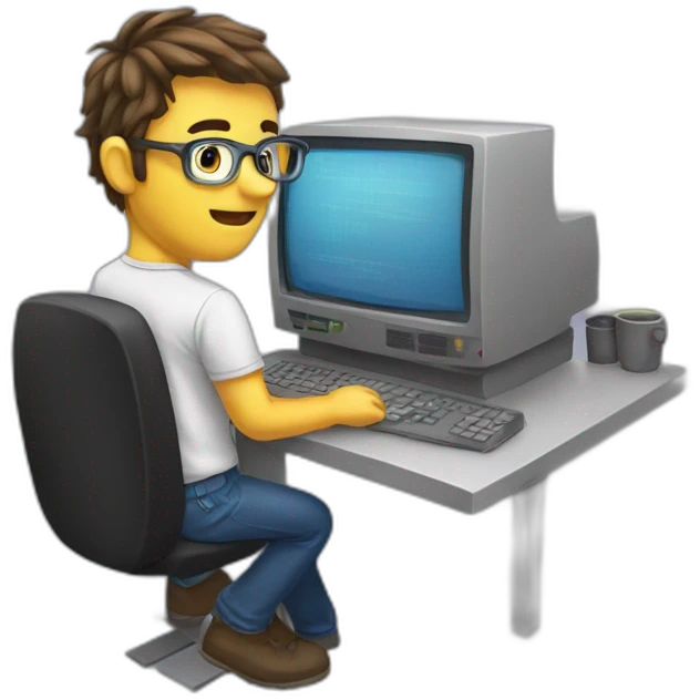 A programmer uses a computer emoji