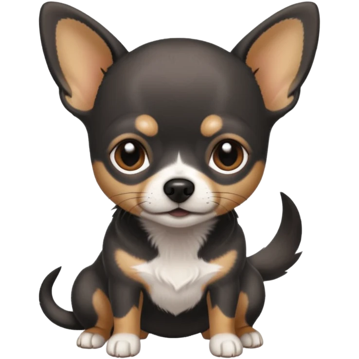 Very Dark grey and black Chihuahua with white markings emoji