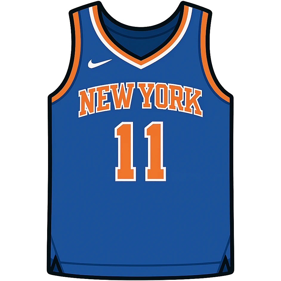 flat toon style new york knicks basketball jersey featuring the number 11 emoji