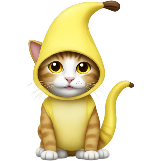 Cat wearing a banana costume emoji