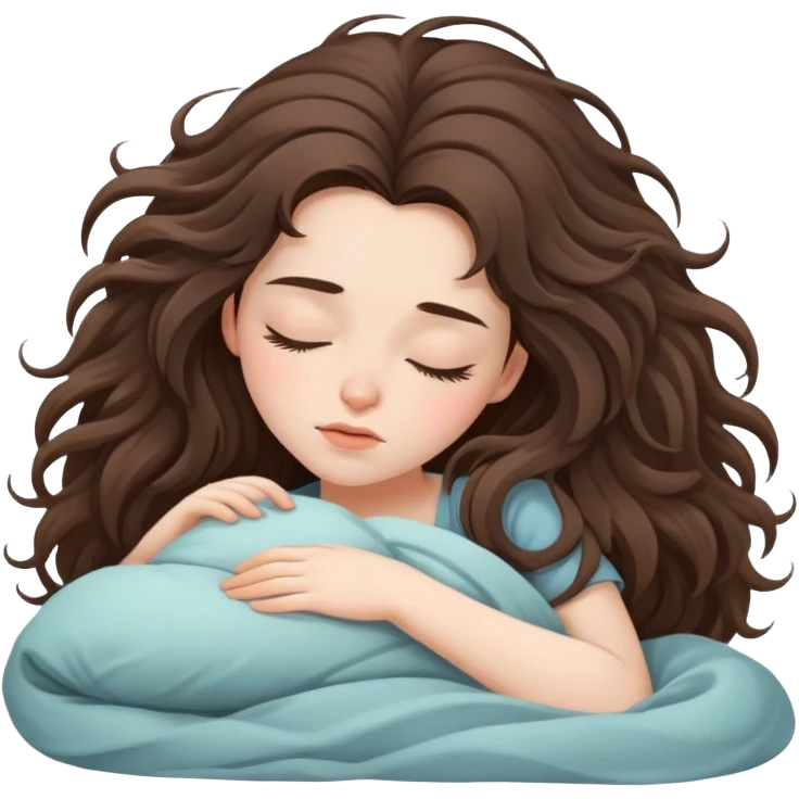 beautiful pale brunette girl sleeping with long messy hair emoji