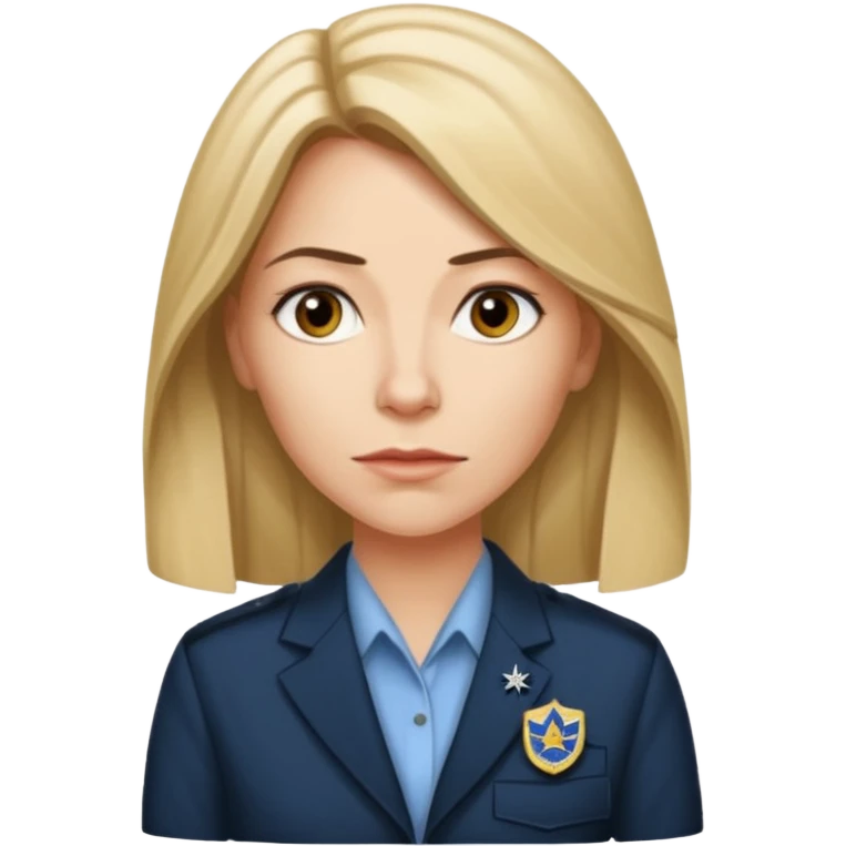 A CIA officer, looking like Carrie Mathison from the "Homeland" TV series, longer hair and CIA-like badge emoji