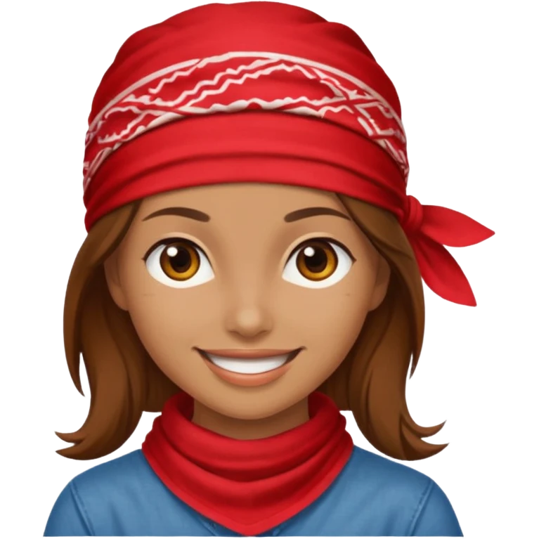 brown haired woman with wearing red bandana emoji
